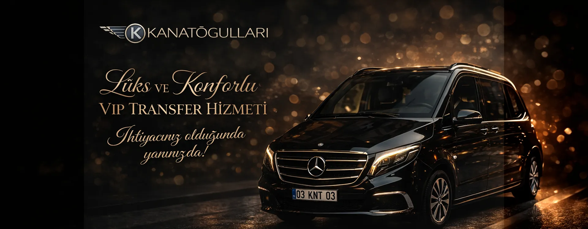 Lüks ve konforlu VIP transfer hizmeti — siyah Mercedes VIP araç